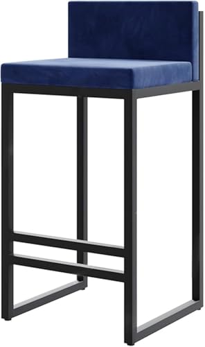 DHJUSPS Barhocker Velvet Sitz Barhocker, Moderne Rückenstühle mit schwarzem Metall und gepolsterten Beinen für Barhocker ， Bar Stuhl Modern Square Bar Stool (Größe: 65 cm, Farbe: Blau) Thriving von DHJUSPS