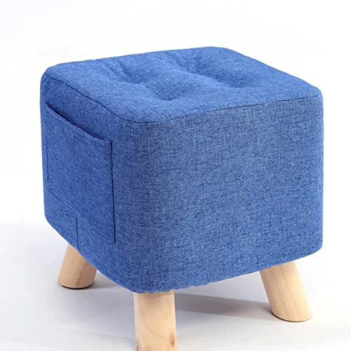 DHJUSPS Blauer Leinen Fußhocker Ottoman für Wohnzimmer und Schlafzimmer Kleiner Quadratruhe für Schuhwechsel 28x28x31cm Enterprise Thriving von DHJUSPS
