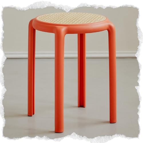 DHJUSPS Bunte 18 -Zoll -Stapelhocker für Küchen -Dining -Klassenzimmer Schüler tragbare Plastikniststühle mit Rückenless und Rattan Short Stool Orange Enterprise Thriving von DHJUSPS