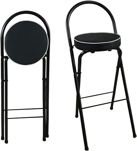 DHJUSPS Klappbarer Hochstuhl mit Rückenunterstützung und fußlaufigklapper Frühstück Barhocker für Home Kitchen Office Party Runde gepolsterte Sitzschwarz 30 -Zoll -Enterprise Thriving von DHJUSPS