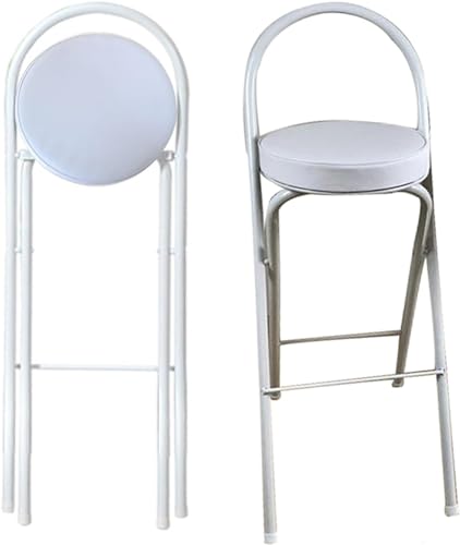 DHJUSPS Klappende Frühstücksbarhocker mit Rückenunterstützung & Fußstütze 30 "Hochstuhl runde gepolsterte Sitzplätze Weiß ideal für Küchenbüroparty Enterprise Thriving von DHJUSPS