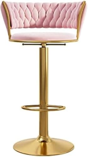 DHJUSPS Leisure Bar Stuhl Hotel Rezepthebeschwenkstuhl mit hinteren Samt Sitz gepolsterte Thekestühle Bar Stühle Hochhocker mit Fußstütze (Größe: 45-60 cm, Farbe: Pink) Thriving von DHJUSPS