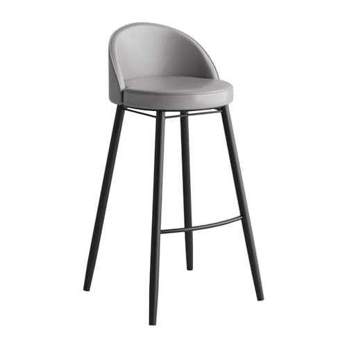 DHJUSPS Moderne 80 cm Counter Height Barhocker für Kücheninsel Low Rücken PU Leder Sitz schwarzer Metallbeine graue Farbe 1 Stück Enterprise Thriving von DHJUSPS