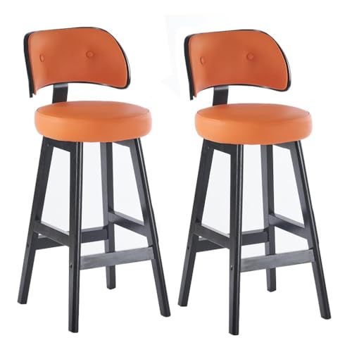 DHJUSPS Moderne 80 cm Holz Barhocker Set aus 2 gepolsterten Kaufläden Lederfrühstückstühle mit Rückenlehne Küche Island Pub Sitzgelegenheiten Orange Farb Enterprise Thriving von DHJUSPS