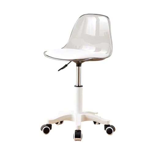 DHJUSPS Moderne Acryl -Schwenkstangenhocker mit Rücken klarer Stuhl mit Nylon -Pentagon -Beinen stabil und gemütlich Design Hebezeuge Höhe für Wohnzimmer Esszimmer Bar Graues Enterprise Thriving von DHJUSPS