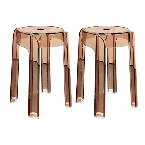 DHJUSPS Moderne Acrylstühle Set 2 Stapelbar mit Stabiler Tragfähigkeit Glatte Kanten ideal für die Küche Esszimmerbar oder Café -Dekor (braun) Enterprise Thriving von DHJUSPS