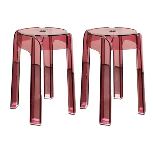 DHJUSPS Moderne Acrylstühle Set von 2 Stapelbar mit Stabiler Tragfähigkeit Glatte Kanten ideal für die Küchen -Esszimmerbar und Café (rot) Enterprise Thriving von DHJUSPS