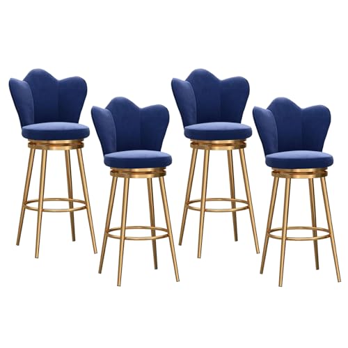 DHJUSPS Moderne Blue Velvet Counter Height Bar Stools Set von 4 mit Rückenlehne und Goldmetallrahmen Enterprise Thriving von DHJUSPS