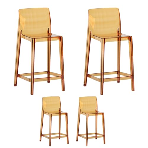 DHJUSPS Moderne Clear Barhocker Set von 4 hohen Thekenhöhen Barhocker mit Rückenstütze für Küchen Esszimmer Pub Brown 75 cm Sitzhöhe Enterprise Thriving von DHJUSPS