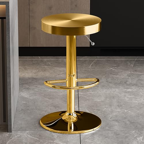 DHJUSPS Moderne Edelstahl -Schwenkstangenhocker Verstellbare Höhe runde obere Pub -Bistro -Küche ESS -Seitenstuhl mit Fußstützen Gold. Unternehmen Thriving von DHJUSPS