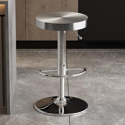 DHJUSPS Moderne Edelstahl -Schwenkstangenhocker Verstellbare Höhe runden oberen Pub Bistro Küchenstuhl mit Fußstützen Silber Enterprise Thriving von DHJUSPS