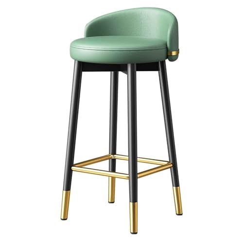 DHJUSPS Moderne Küchentheke Barhocker mit Rückenlehne 25,59 "/29.52" Hoch rund PU Essstuhl mit schwarzen Goldbeinen und Fußstütze für Home Bar Wohnzimmer und Küchentheke Hocker Enterprise Thriving von DHJUSPS