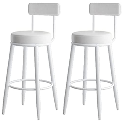 DHJUSPS Moderne Metall Barstools 2 PCs Stilvolle Hochhocker für Schönheitssalon Restaurant und Kücheninseln komfortable Rückenlehne PU -Kissen und Fußstütze 75 cm Höhe weiße Farbe Enterprise Thriving von DHJUSPS