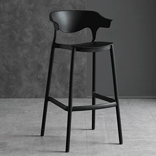 DHJUSPS Moderne Plastik -Back -Ausfall -Bar Stuhl Stapelbar hoher Fußhocker für Küchentheke Home Wohnzimmer Gartenkneipe und Freizeit im Freien schwarz 75 cm/29,5 Zoll Enterprise Thriving von DHJUSPS