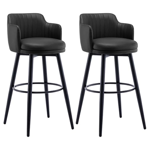 DHJUSPS Moderne Schwenkbarhocker -Set von 2 Counterheighöhe PU Leder Barhocker mit Rücken für Küchenrestaurant Black 65 cm Enterprise Thriving von DHJUSPS