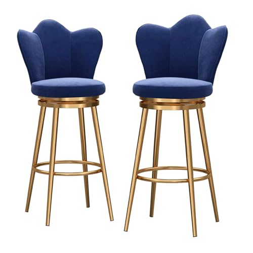 DHJUSPS Moderne Velvet Bar Stools Set von 4 mit Rückenlehne Gold Metallrahmen Blau Samtkalkhocker für Kücheninsel 65 cm Sitzhöhe Enterprise Thriving von DHJUSPS