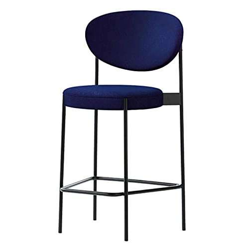 DHJUSPS Moderne Velvet Round Barhocker mit Rückenlehne Black Metal Legs Highhocker für Küchen Frühstücksschalter Esszimmerstuhl 75 cm Höhe Blaues Farb Enterprise Thriving von DHJUSPS