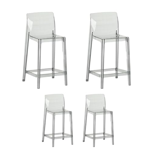 DHJUSPS Moderne klare Barhocker -Set von 4 hohen Barhocker mit Rückenstütze Stallladung ideal für die Küche Esszimmer Pub Grau 75 cm Enterprise Thriving von DHJUSPS