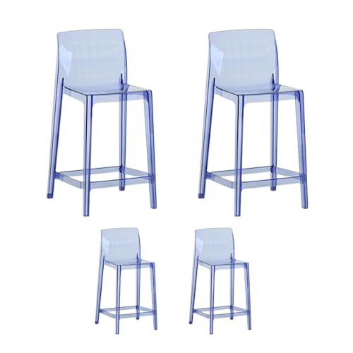 DHJUSPS Moderne klare Barstoolset von 4 mit Rückenunterstützung für Küche Dining Pub Stall und robuste High Bar Stühle Blau hohe Barhocker 65 cm Enterprise Thriving von DHJUSPS