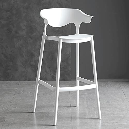 DHJUSPS Moderne stapelbare weiße Plastik -Rückenlehne -Barhocker für Küchentheke Wohnzimmer Garten und Pub Outdoor Freizeit 75 cm/29,5 Zoll Höhe Enterprise Thriving von DHJUSPS