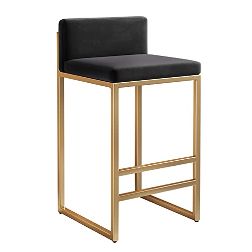 DHJUSPS Moderner samtpolsterer Barstool mit Rücken für Kitchen Island Pub Schwarz/Gold 25.6 '' H Stylish Tall Counter Height Stuhl 1pc Enterprise Thriving von DHJUSPS