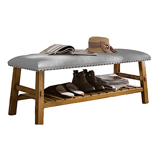 DHJUSPS Retro Vintage Holzschuh Rack Bank mit Schnallen Eingangsaufbewahrung gepolsterter Sitzhocker für Schlafzimmer Wohnzimmer Komfort Enterprise Thriving von DHJUSPS