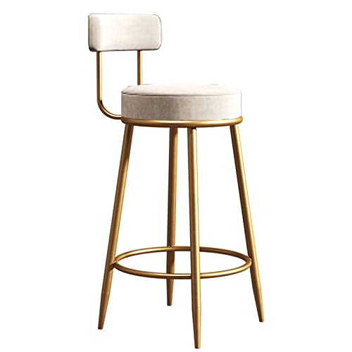 DHJUSPS Samt Barhocker mit Rückenlehne und Fußstütze moderner Hochhocker für Küchenspeisesaal und Wohnzimmer weiß 65 cm Enterprise Thriving von DHJUSPS