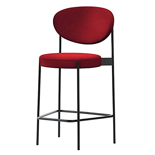 DHJUSPS Samt Runde Barhocker mit im Rückenlehre schwarzer Metallbeine hoher Hocker für Küchentheke Esszimmerstuhl 65 cm Höhe rot und schwarz Farbunternehmen Thriving von DHJUSPS
