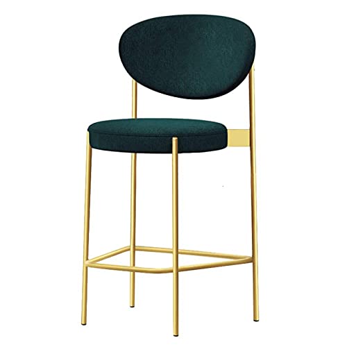DHJUSPS Samt runde Barhocker mit Rücken Black Metal Legs Küchentheke Barhocker Hochhocker Esszimmerstuhl 65 cm Höhe Grün + goldene Beine Enterprise Thriving von DHJUSPS