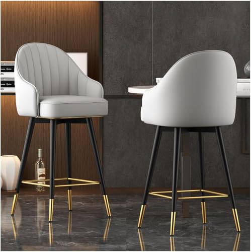 DHJUSPS Schwenkbare Lederstangenhocker mit Rücken und Fußstütze - ideal für Kücheninsel, Esszimmer - 360 ° Rotation Counter Height Breakfast Barhocker (Größe: 65 cm, Farbe: D) Thriving von DHJUSPS