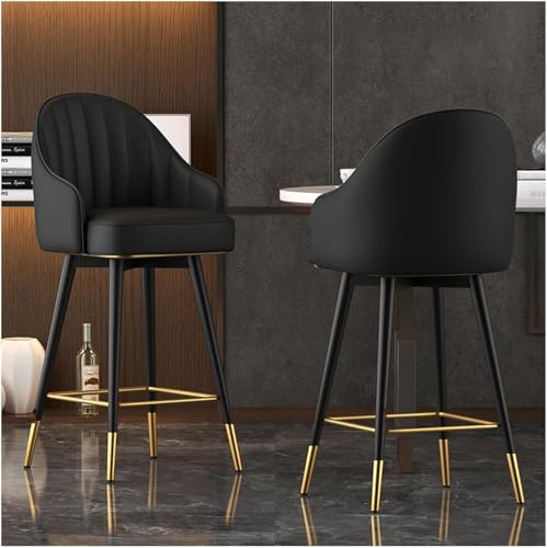DHJUSPS Schwenkbare Lederstangenhocker mit Rücken und Fußstütze - ideal für Kücheninsel, Esszimmer - 360 ° Rotation Counter Height Breakfast Barhocker (Größe: 65 cm, Farbe: F) Thriving von DHJUSPS