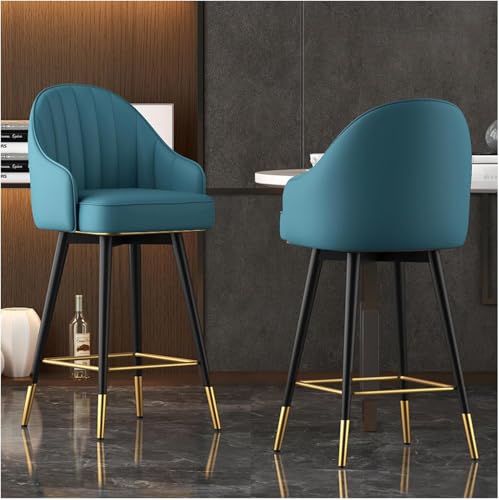 DHJUSPS Schwenkbare Lederstangenhocker mit Rücken und Fußstütze - ideal für Kücheninsel, Esszimmer - 360 ° Rotation Counter Height Breakfast Barhocker (Größe: 75 cm, Farbe: C) Thriving von DHJUSPS