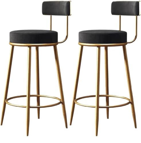 DHJUSPS Set von 2 modernen gepolsterten Barstools mit Rücken für das Küche Dining Cafe Black Enterprise Thriving von DHJUSPS