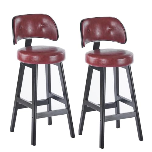DHJUSPS Set von 2 roten 70 cm Barhocker Counter Height Breakfast Barhocker für Küchen Esszimmer Cafe Ergonomische Esstühle mit Rückenlehne für Bar Counter Enterprise Thriving von DHJUSPS