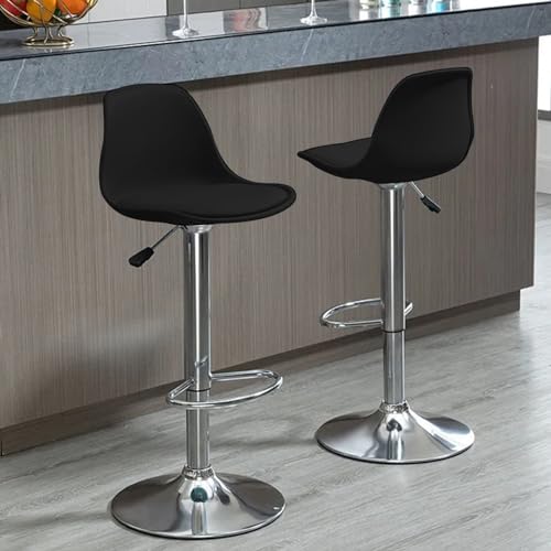 DHJUSPS Set von 2 schwarzen Kunstleder -Stuhlhockern mit Rückenlehne und Verstellbarer Höhenhöhe Schwenkbarschone Enterprise Thriving von DHJUSPS