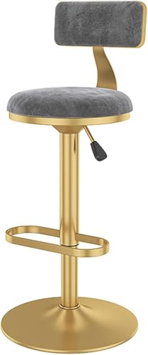 DHJUSPS Stuhlhocker, Hub -Samthöhe, 360 ° Rotatable Metall Essstuhl mit Rückenlehne, ovale Fußstütze, Goldener runder Basis (Farbe: Grau) Thriving von DHJUSPS