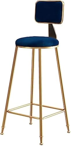 DHJUSPS Velvet Barhocker mit Rückenlehne rund Sitzkissen Fußstützen Frühstückstuhl für Bistro Counter Cafe Green 75 cm Sitzhöhe (Farbe: B) Thriving von DHJUSPS