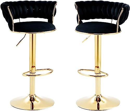 DHJUSPS Velvet Schwenkküchentischhocker 2 Stangen Moderne verstellbare Hochstühle mit Goldener Fußstützenbasis für Hausküche Essschwarzer Enterprise Thriving von DHJUSPS