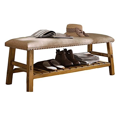DHJUSPS Vintage Holzschuh Rackbank mit Retro -Schnalle -Eingangsaufbewahrung gepolsterter Sitzhocker für Schlafzimmer oder Wohnzimmerkomfort Enterprise Thriving von DHJUSPS
