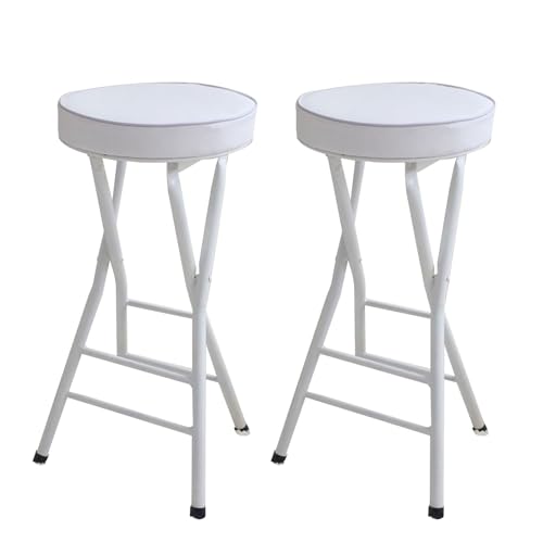 DHJUSPS Weiße rückenfreie Klappstangenhocker Set von 2 faltbaren Stühlen für Küchen- oder Rec -Raum tragbare Thekenhocker 25 Zoll Höhe Enterprise Thriving von DHJUSPS