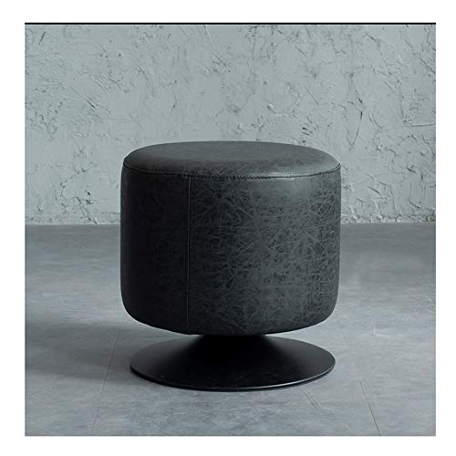 Dicker PU -Fußstopp für Wohnzimmersofa 360 Grad Rotatable Rundhocker mit 2 Höhenoptionen ideal für Home -Schminktisch (braun 40 cm) Schwarz 45 cm Enterprise Thriving von DHJUSPS