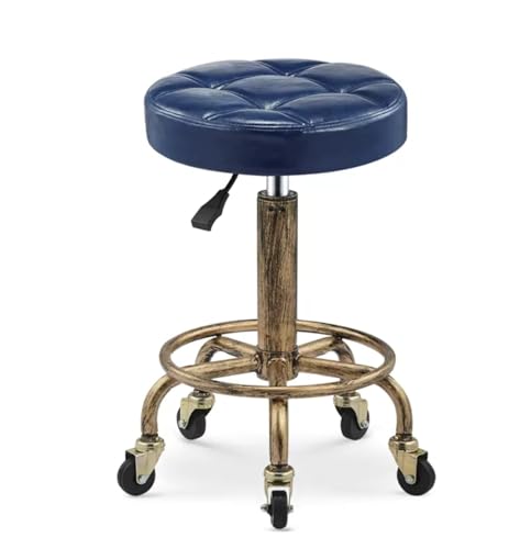 Footstool Verstellbarer Sitzhocker Stuhl Rollinghocker mit Fußstütze PU Lederkissen 360 ° Drehstuhl Hydraulik Metallhocker Height einstellbar 17-22,4 Zoll Salon Arbeithocker Büro Chai Enterprise von DHJUSPS