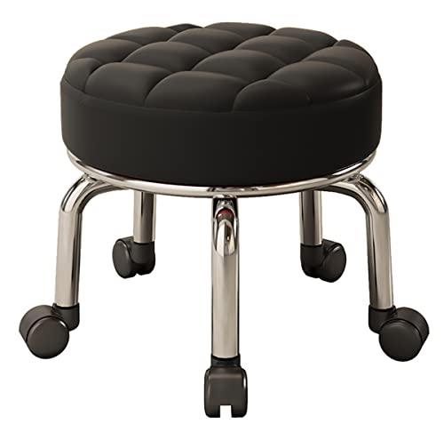 Hocker Sattelhocker kleiner Hocker Rollinghockerhocker mit dem gepolsterten Sitz für Möbelbaugruppen, einfach rollende, niedrig rollende Hocker mit Rädern, Leder niedrige kleine Hocker für die von DHJUSPS