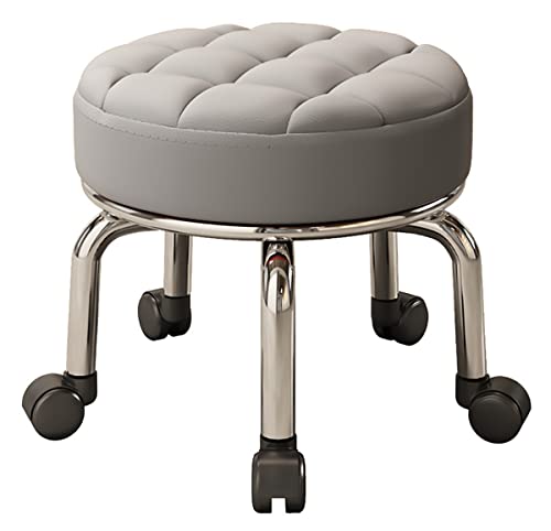 Hocker Sattelhocker kleiner Hocker Rollinghockerhocker mit dem gepolsterten Sitz für Möbelbaugruppen, einfach rollende, niedrig rollende Hocker mit Rädern, Leder niedrige kleine Hocker für die von DHJUSPS