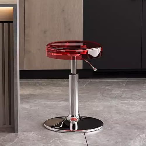 Moderne Acrylstangenhocker Schwenkgrößen verstellbare Rückenless Barhocker für Küchen Esszimmer transparente Counterhöhe Barstühle für Pub Cafe 360 ​​° Rotation (rot+Silber 34 * 45 55 cm) Enterprise von DHJUSPS