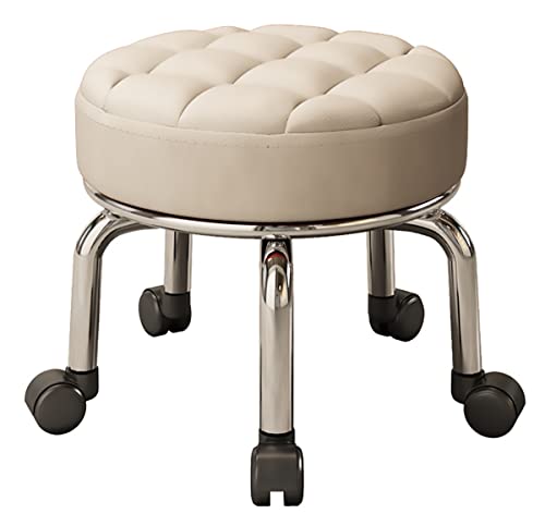Stuhl Sattelhocker kleiner Hocker Rollinghockerhocker mit dem gepolsterten Sitz für Möbelbaugruppen, einfach rollende, niedrige Rollhocker mit Rädern, Leder niedrige kleine Hocker für die Hausgarage, von DHJUSPS