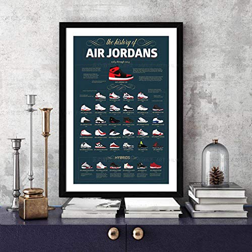 DHLHL Air Jordan Sneakers Geschichte AJ Dekoration Malerei Sneakers Wandkunst Geschenk Foto Wanddekoration Poster 50x70cm Kein Rahmen von DHLHL