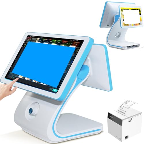 15,6 Zoll POS Touchscreen Monitor, Multitouch-Monitor, POS-Terminal mit Drucker und 10 Papierrollen, LED-Touchscreen, Kasse, Drucker für Büro, Restaurant,i3 von DHMYDPDZ