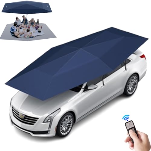Auto-Sonnenschirm-Abdeckzelt, faltbare Auto-Markise, automatischer Auto-Sonnenschirm, Autodachzelt, kostenlose Außenhalterung | Wechsel vom Auto- in den Campingmodus in 30 Sekunden,Blue-5.2x2.3m von DHMYDPDZ