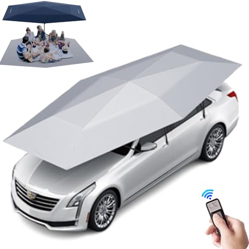Auto-Sonnenschirm-Abdeckzelt, faltbare Auto-Markise, automatischer Auto-Sonnenschirm, Autodachzelt, kostenlose Außenhalterung | Wechsel vom Auto- in den Campingmodus in 30 Sekunden,Gray-4.8x2.3m von DHMYDPDZ